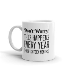 Don't worry this happens every year (for eighteen months) 11oz ceramic mug